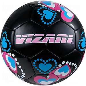  Vizari Retro Hearts Soccer Training Ball Black/Pink/4 