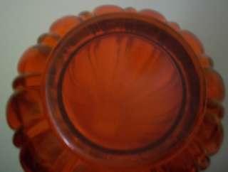   Glass Co. Hand Blown Large 25 1/2 Tall VASE Red Orange Ribbed  