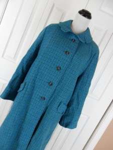 Vintage Harris Tweed Large Scottish Wool Button Down Coat Womens 