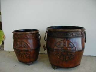  Containers of Metal Construction, Copper Finish, with Antique Design