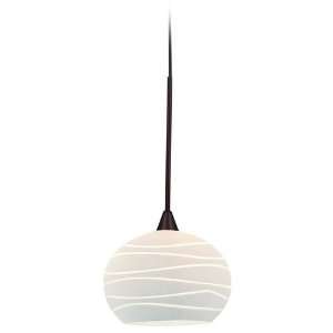   Pendant with Sphere Glass, Bronze Finish with White Lined Glass Home