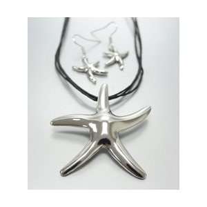   Girl Surfgirl Silver Starfish Necklace & Earrings 