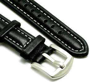 18mm Black/White High quality leather watch Band Strap  