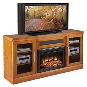   Style TV Stand w/ Electrical Fireplace in Light Cherry: Home & Kitchen