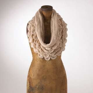   Ruffle Knitted Infinity Scarf   Brick, Oatmeal or Olive  