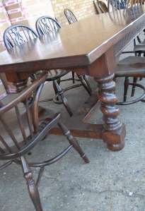 Windsor Chairs and Farmhouse Refectory Table Dining Set  
