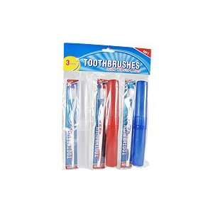 Soft Toothbrushes with Travel Cases   3 pack,(Greenbrier International 