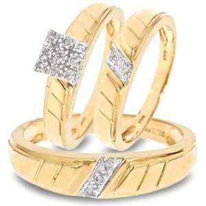  1/4 CT. T.W. Round Cut Diamond Trio Matching Wedding Ring Set 