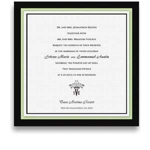  150 Square Wedding Invitations   Monogram Mint Olive Crown 