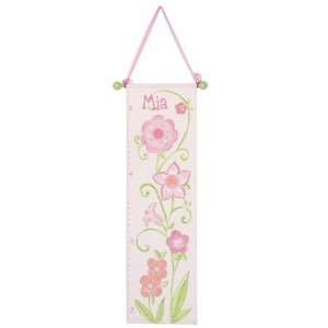    Personalized Hand Painted Pink Flower Growth Chart Gift Baby