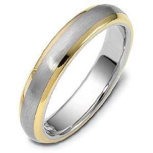   Wide Two Tone 18 Karat Gold Comfort Fit Wedding Band Ring   8.25