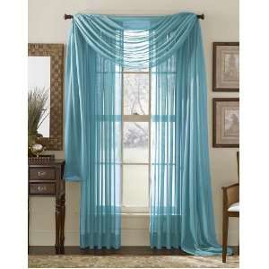   Blue Solid Sheer Window Panel Brand New Curtain: Home & Kitchen
