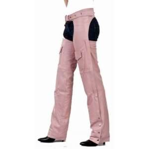  Womens Pink Leather Motorcycle Chaps Covered Zipper w 